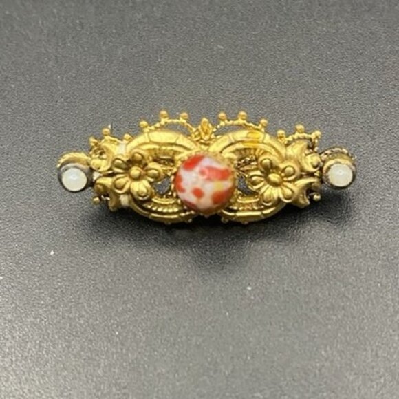 Vtg Brooch Lot Porcelain Floral AB Rhinestone Roadrunner Gold Tone Pins 1950-70s - Picture 9 of 15